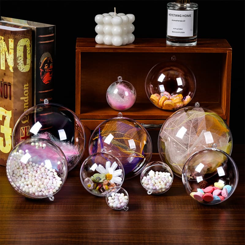 Cross-border Hot Sale Plastic Christmas Balls Acrylic Hollow Spheres Festive PS Hanging Ornaments Transparent Balls