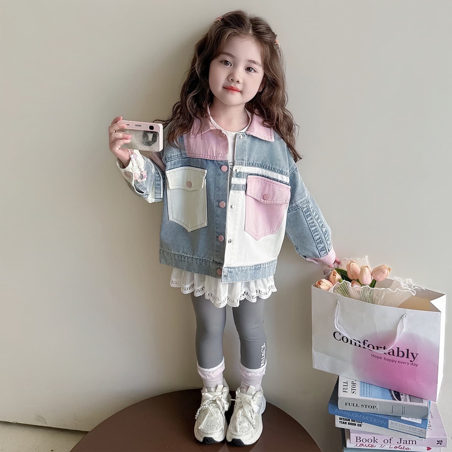 Girls' Spring Denim Jacket 2026 New Style Trendy Korean Fashion Top for Baby Girls Spring Autumn