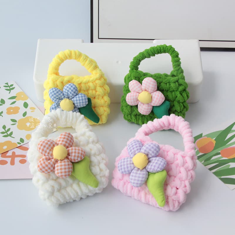 South Korea New Cartoon Flower Drop-resistant Headphone Bag Protective Case Plush Children's Mini Change Storage Coin Purse