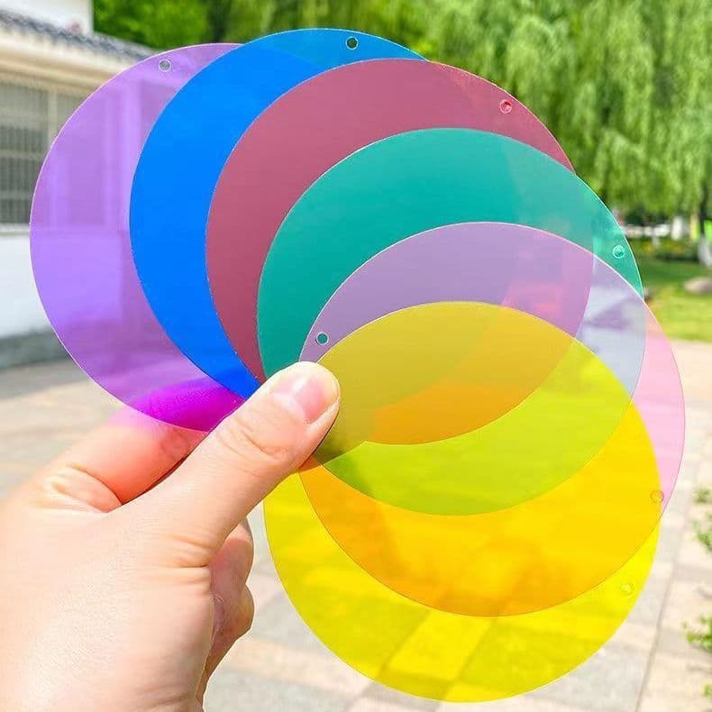Colored Transparent PVC Round Plastic Sheets Color Filter DIY Children's Handcraft Hanging Decor Doodle Drawing Board