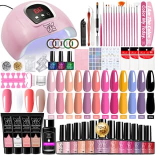 12-Color Nail Gel Polish Set with 4-Color Extension Gel, High-Power Nail Lamp, Nail Files, and Full Nail Art Accessories