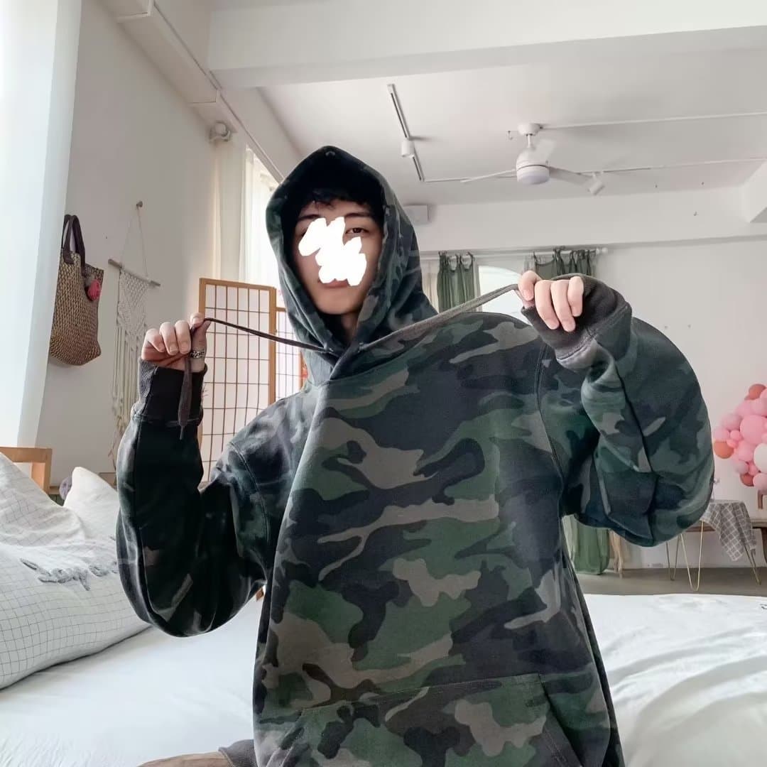 2025 Camo Hoodie Men's Autumn Hooded Jacket Casual Pullover Top American Style Youth Loose Trendy Workwear