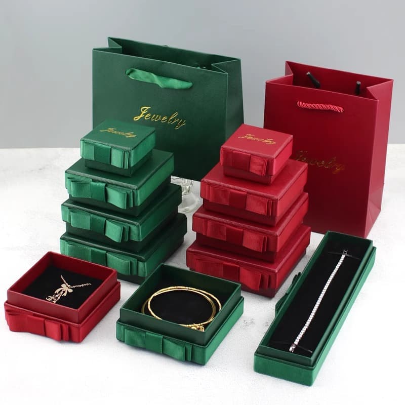 Spot dark green bow jewelry box ring necklace box earrings bracelet jewelry packaging box