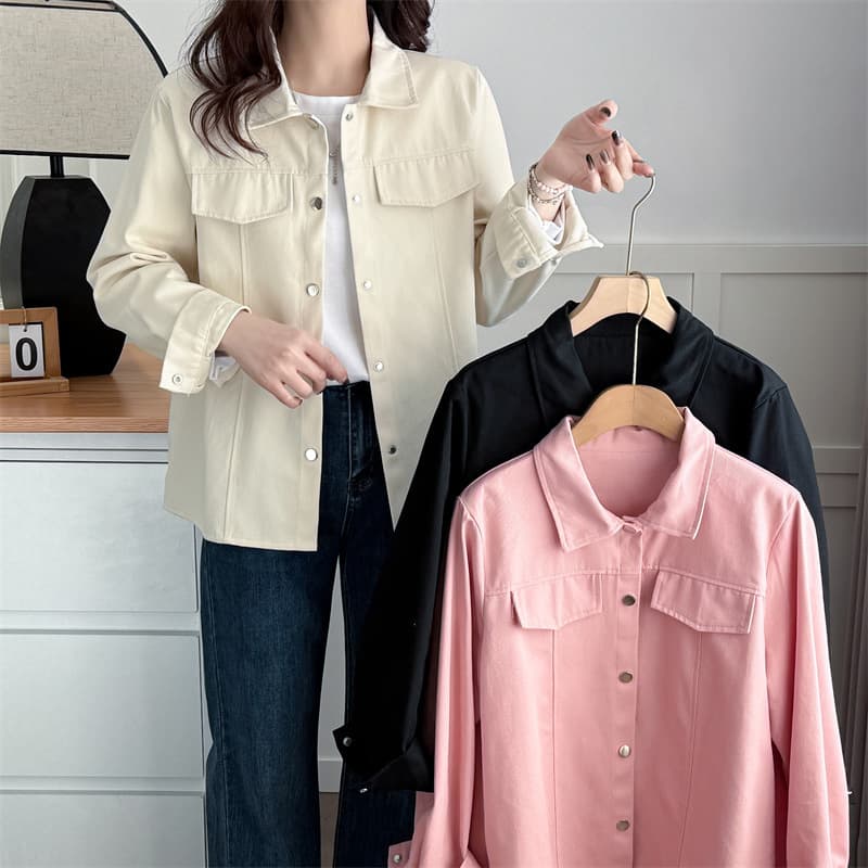 2025 Plus Size Workwear Jacket for Women, Lapel Fashion Versatile Cardigan, Cotton Jacket for Curvy Girls 6671