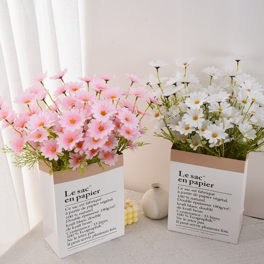 5-Head Chamomile Daisy Artificial Flowers Living Room Decoration Home Decor Photography Props Wedding Bouquet Fake Flowers