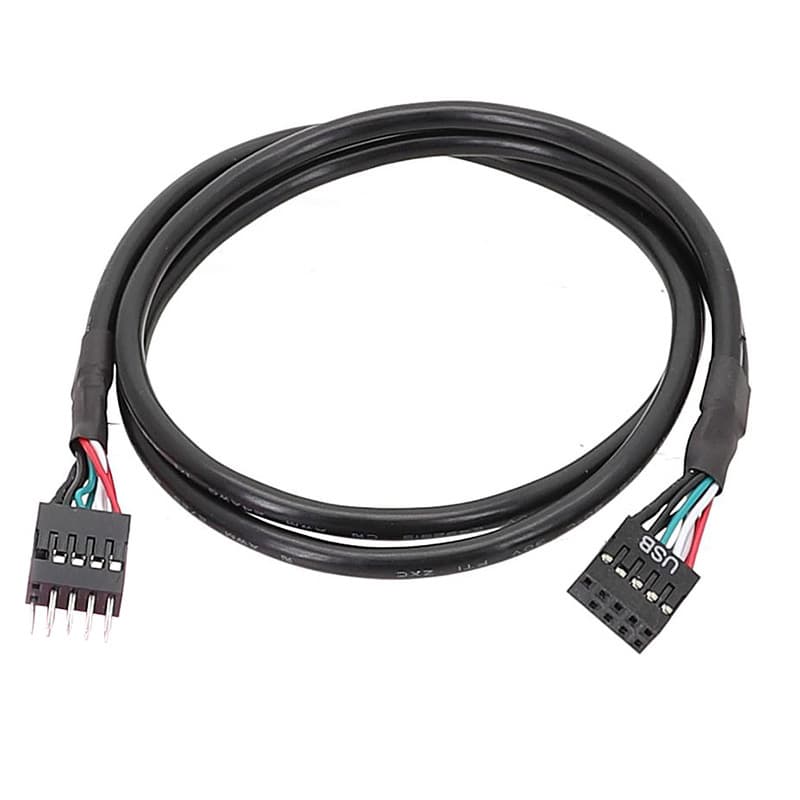 Motherboard USB 9-Pin Extension Cable, USB 2.0 Extension Cable, Shielded Black Dual-Wire Isolation
