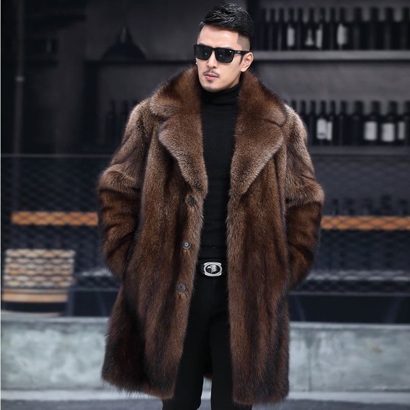 Wholesale Haining Imitation Mink Coat Men's Winter New Thickened Long Men's Imitation Fur Casual Jacket Ready for Sale