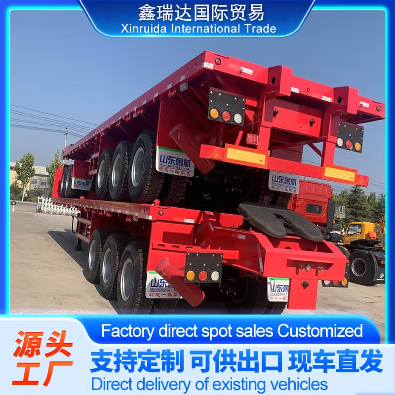 Low-bed container semi-trailer with air suspension, high-low bed for excavator transport semi-trailer