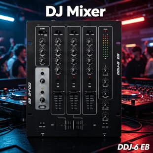 DJ Turntable with USB, Bar Equipment, Training Room DJ Microphone Effects, 4-Channel Mixer, DDJ6