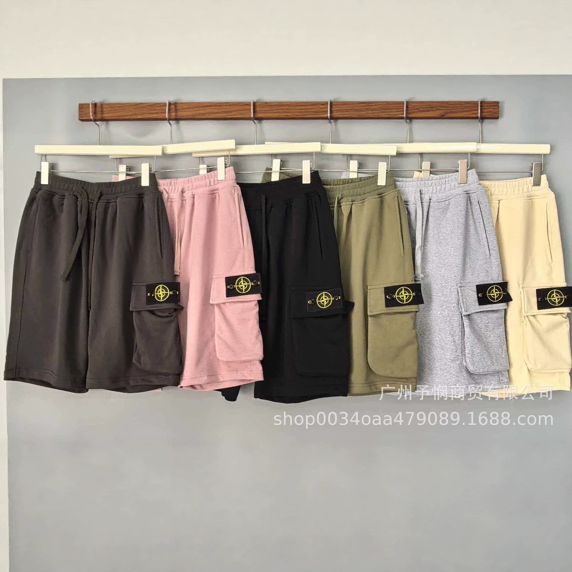 STONE European and American trendy brand stone cotton washed shorts for summer casual loose men's and women's same style couple pants island trend