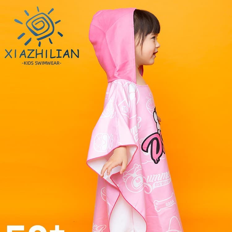 x Dog Diary Beach Kids Bath Towel Hooded Poncho Quick-Dry Swim Towel Cape