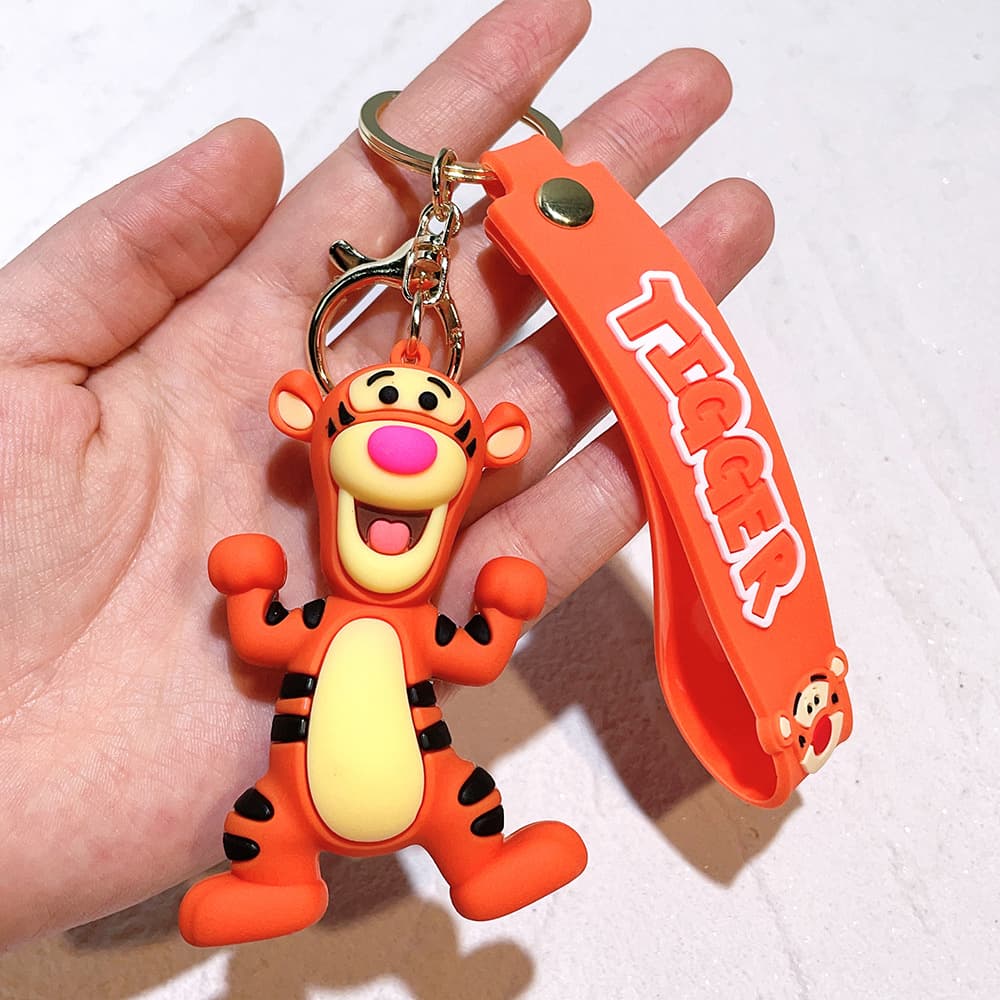 Winnie the Pooh Keychain Cute Bag Charm Cartoon Couple Silicone Figure Exquisite Car Key Ring