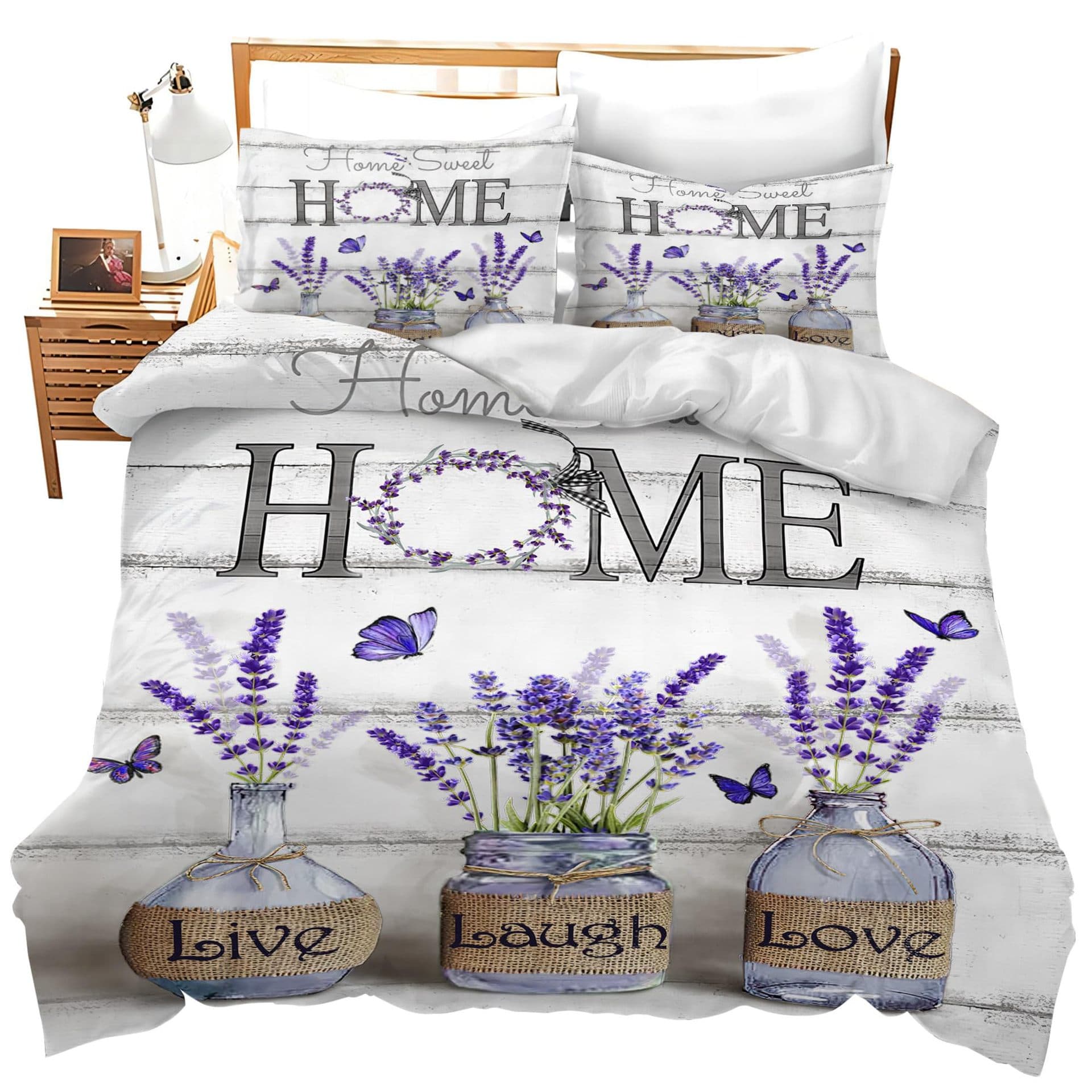 Amazon Cross Border Lavender Purple Flower Duvet Cover Farmhouse Floral Quilt Cover Decorative Bedding