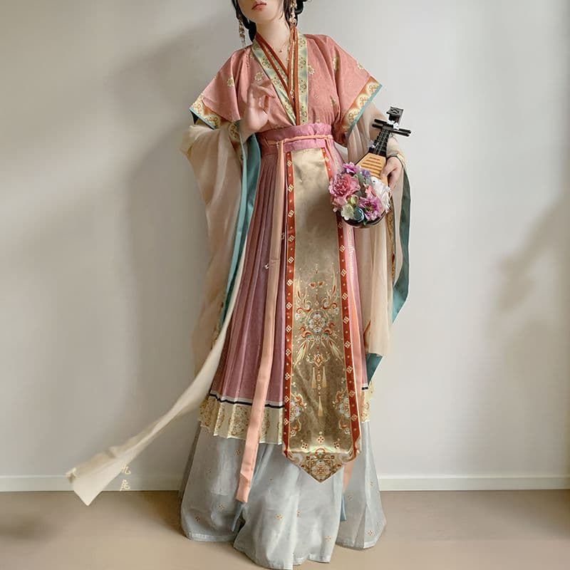 Ling Xi Ge original "Goddess of the Azure Sky" Wei-Jin style fairy costume, restored Hanfu women's modified traditional clothing set.