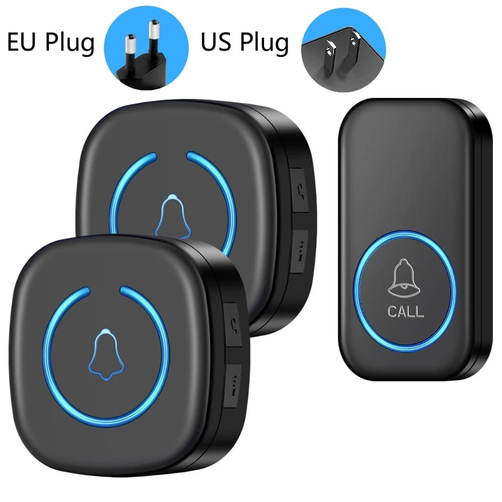 2 Home Call Wireless Doorbell Long-distance Wall Ring Smart LED Light Wireless Doorbell Call for the Elderly