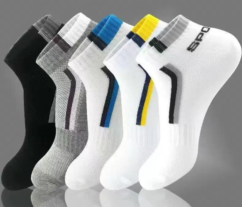 Men's Short Socks, Summer Mesh Low-Cut Anti-Odor Sweat-Absorbing Thin Breathable Sports Socks with Pull Tab