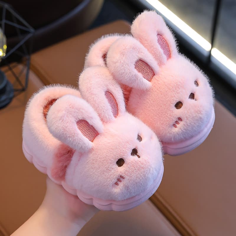 Children's cotton slippers, winter warm and thickened, for boys and girls, indoor and outdoor furry shoes, baby slippers with closed heels.