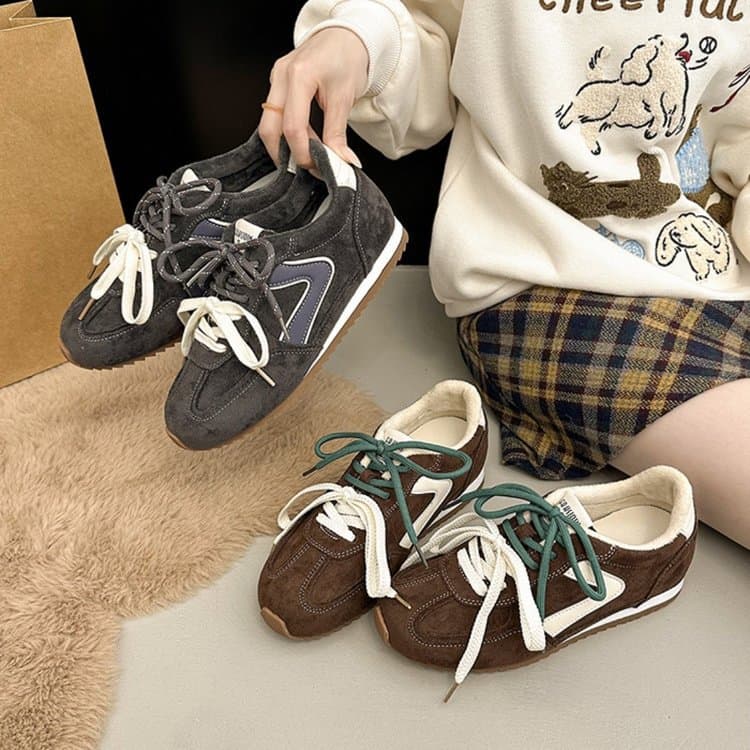 Thick-Soled Height-Increasing Fleece-Lined German Training Shoes for Women, 2025 Autumn and Winter New Style, Soft-Soled Breathable Casual Sports Shoes