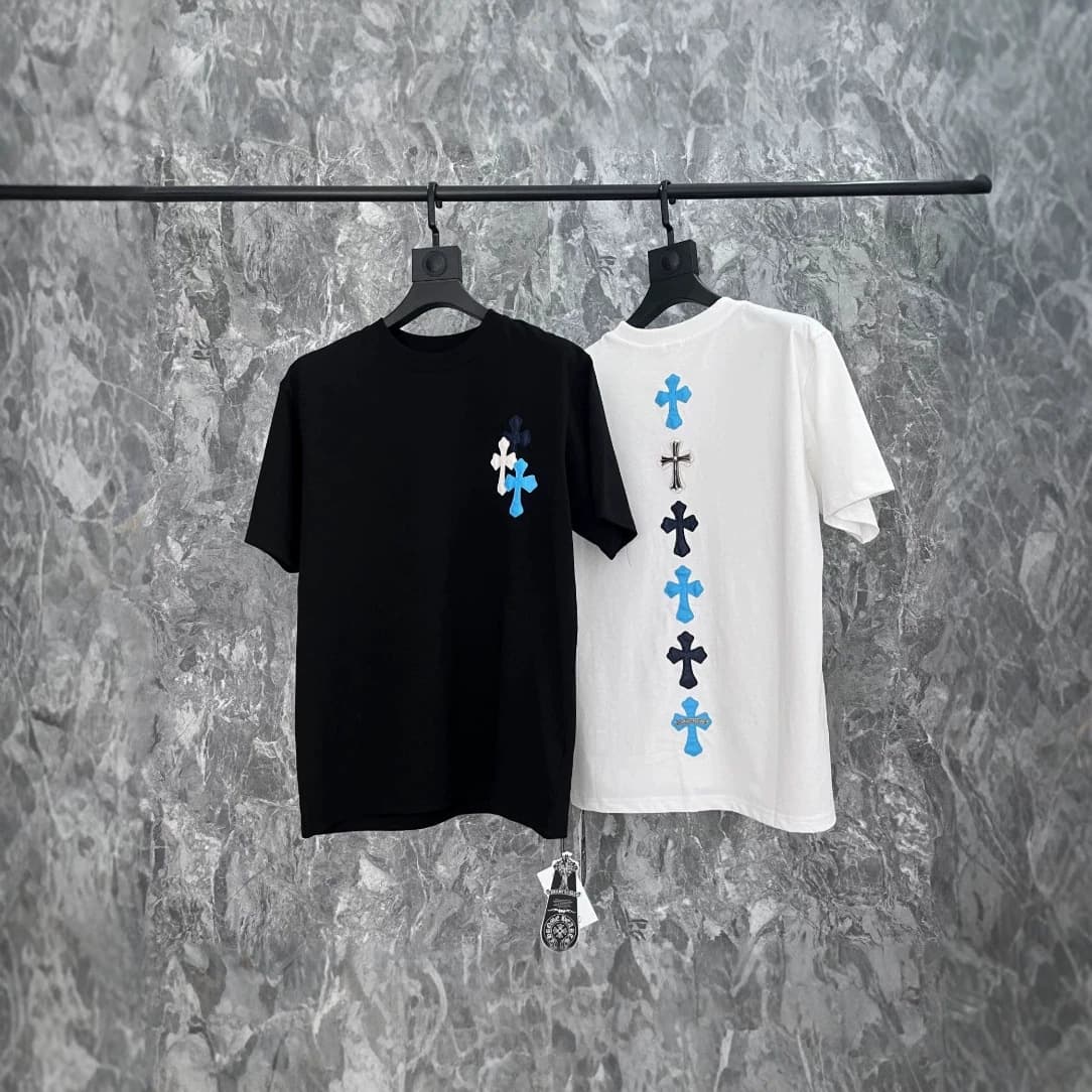 26S Cross-border Correct Version New Trendy Brand Chrome Hearts Heavy Embroidery Printed Short Sleeve T-Shirt Wholesale