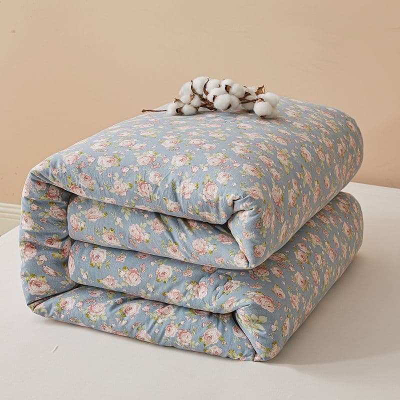 Extra thick quilt for single and double dormitories, fresh ins style floral checkered quilt, universal quilt for all seasons, dual use