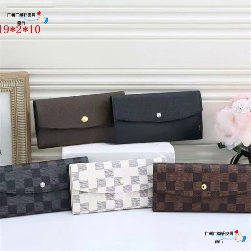 Factory Two-Piece Set Women's Wallet Fashion Plaid Check Tri-Fold Wallet Snap Button Long PU2005 In Stock