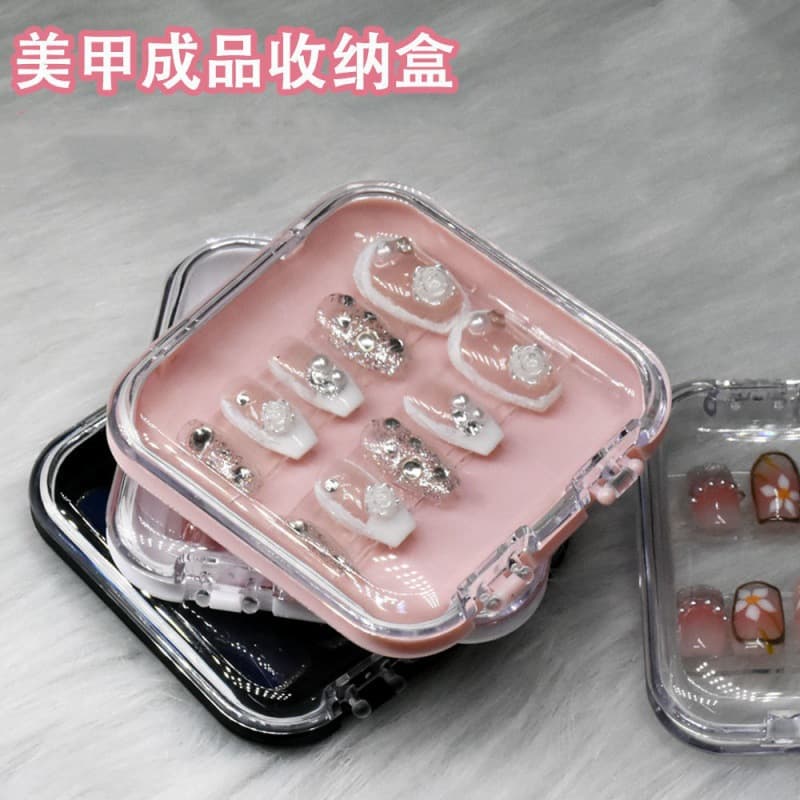 Wearable Nail Box Laminated Transparent Thickened Nail Storage Box Manicure Storage Box Display Box Laminated Factory