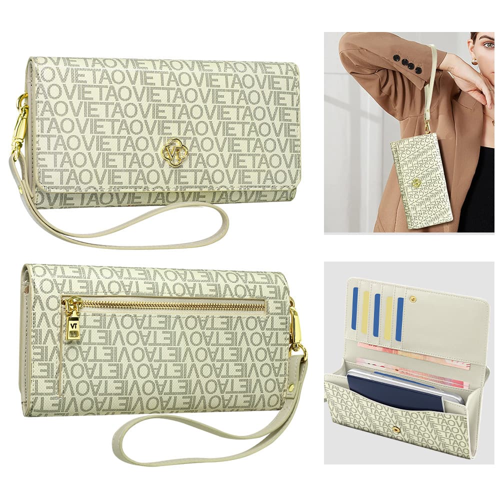 Long Women's Clutch Leather Double-Layer Phone Case Large Capacity Wallet Card Holder Full-Edge Anti-Fingerprint Wallet