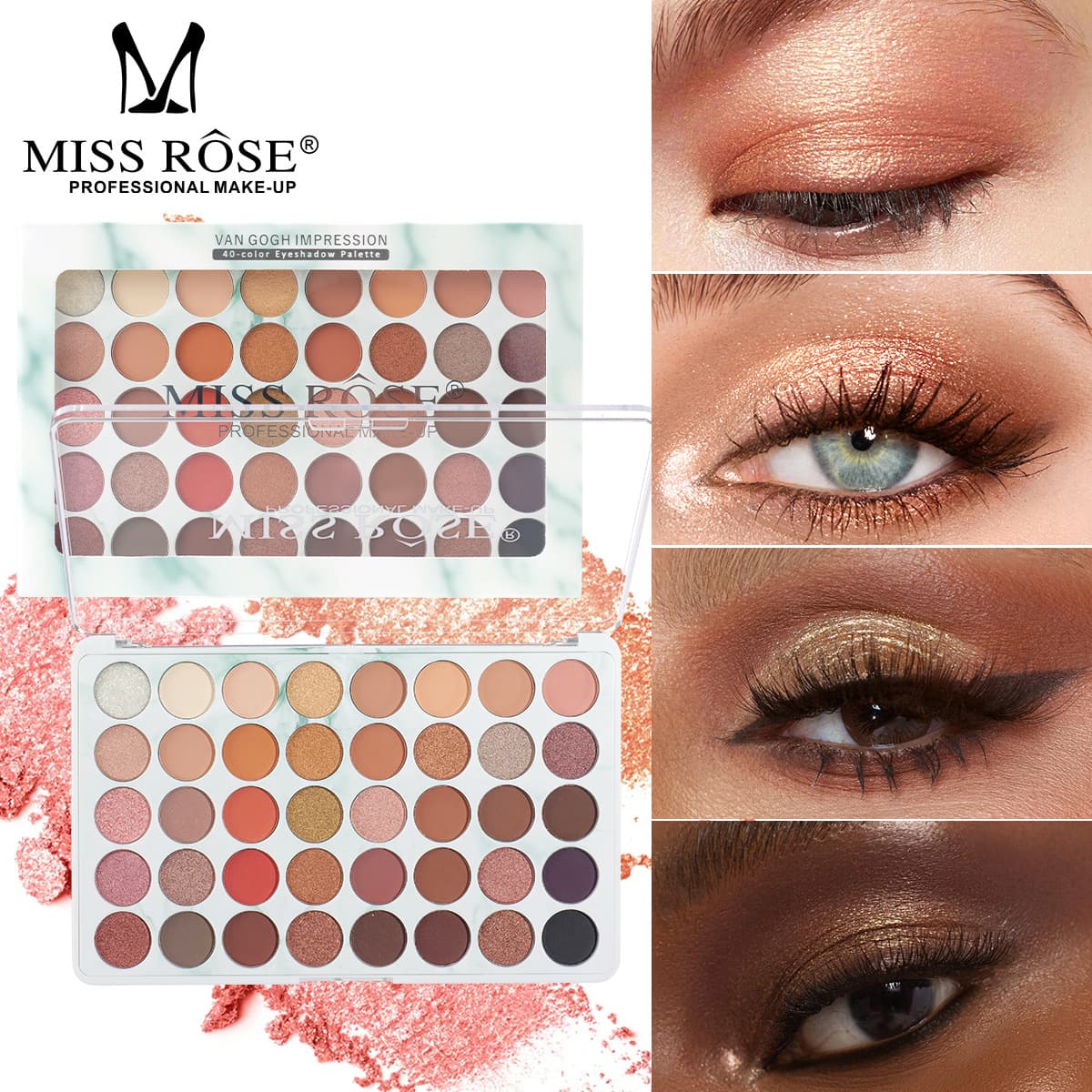 MISS ROSE cross-border 40-color eye shadow palette waterproof non-smudged pearlescent matte personalized makeup combination makeup palette