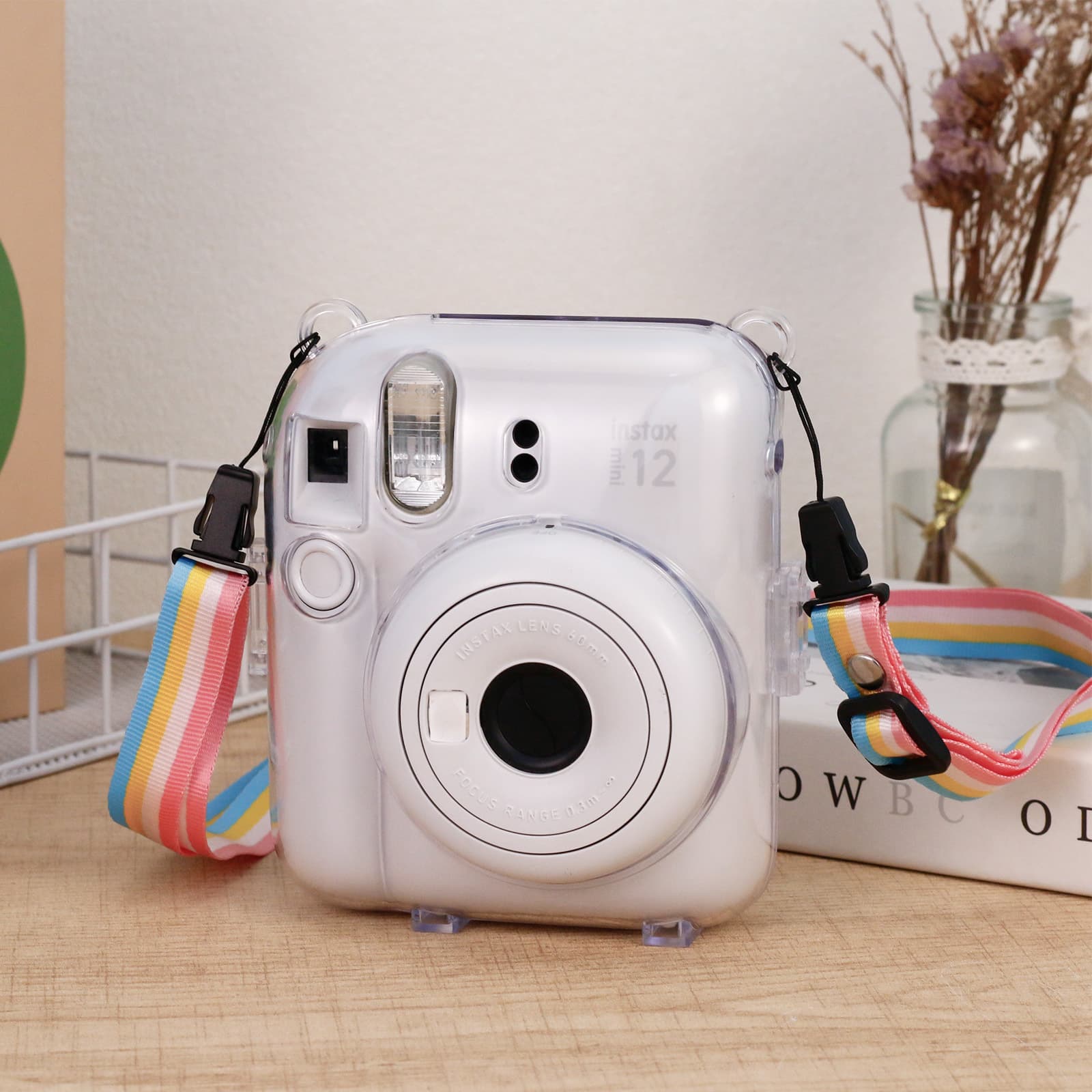 Transparent Case for Polaroid Mini 12, Clear Storage Case, Crystal Shell with Strap