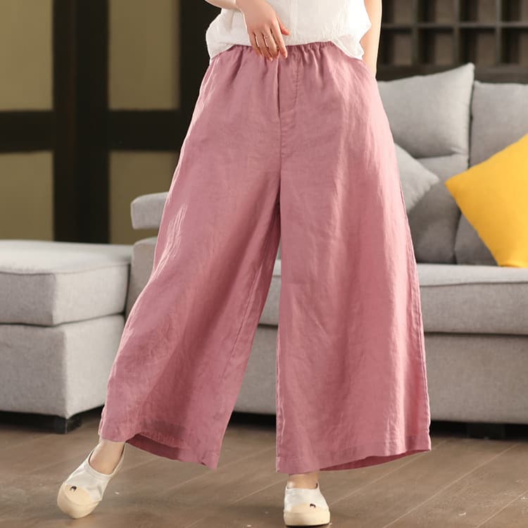 Bestselling Linen Straight-Leg Pants for Women Summer Style Artistic Vintage Loose Fit Versatile Slimming Plus Size Wide-Leg Casual Pants A611