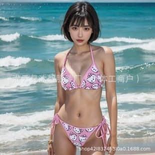 Vacation Bikini Sexy Swimsuit for Small Bust with Padded Cups, Two-Piece Swimwear for Hot Springs