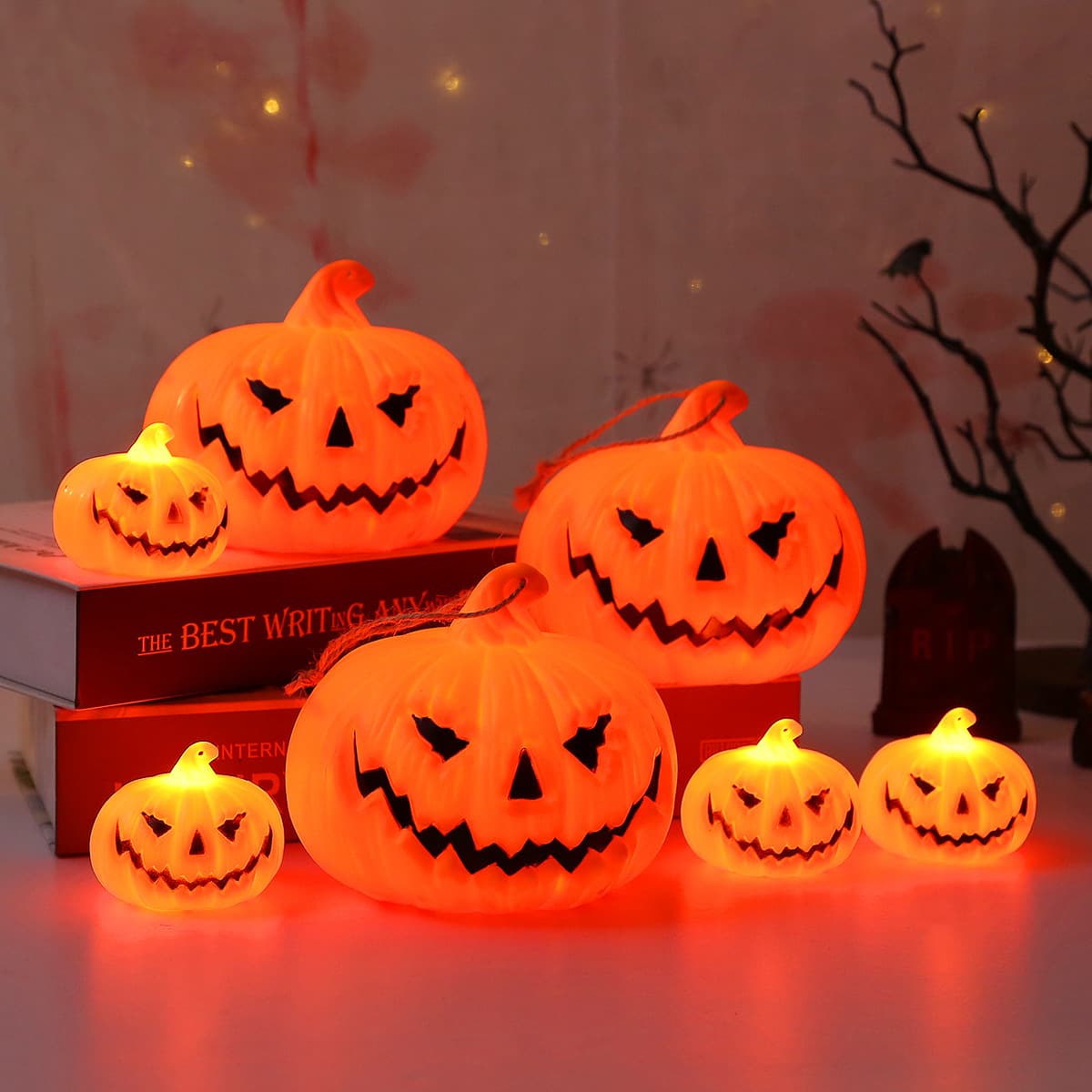 LED Pumpkin Light for Halloween, Street Ghost Face Smiley Festival Party Atmosphere Decoration Light, Yard Decorative Lamp