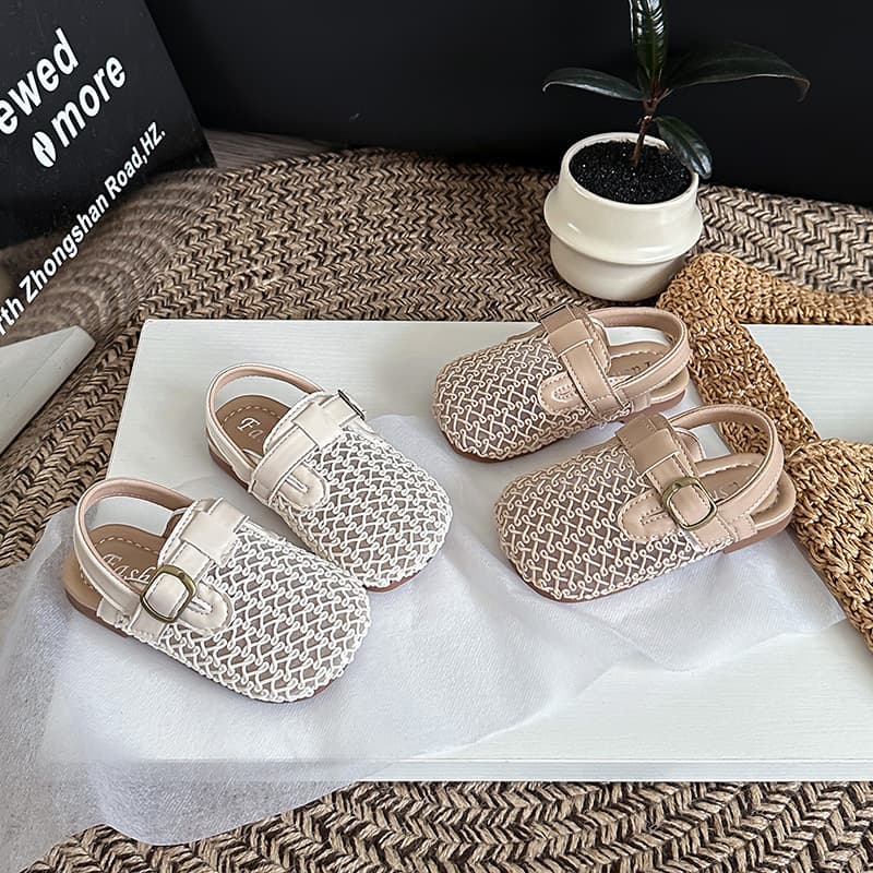 Children's Woven Closed-Toe Sandals 2026 Summer New Style Girls Hollow Out Baby Toddler Casual Vacation Sandals