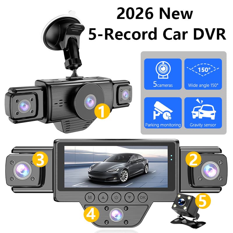 Cross-border 5-way driving recorder HD night vision 360 sentinel monitoring vehicle driving recorder DASHCAM