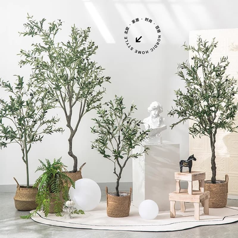 Nordic simulated green plants, fake potted plants, large decorative ornaments, living room indoor bonsai, simulated plants, olive trees, fake trees