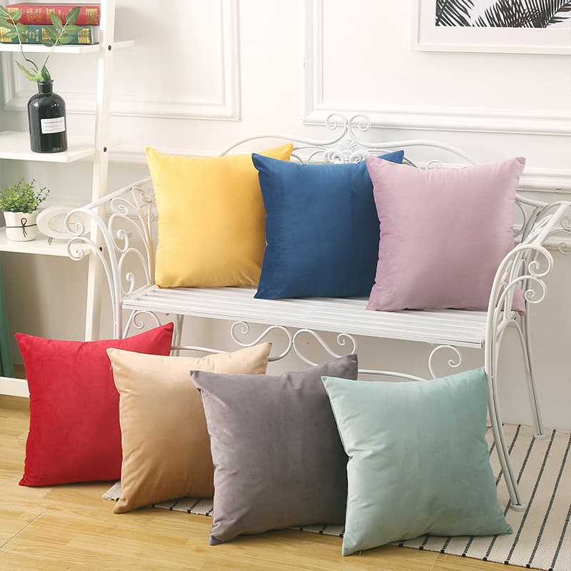 Simple Pure Color Velvet Pillowcase Sofa Living Room Couch Cushion Cover Polyester Fiber Modern Minimalist Style