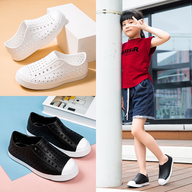 Bambootune Summer Children's Clogs Beach Sandals Boys and Girls Hollow-out Outdoor Closed-toe Student Shoes