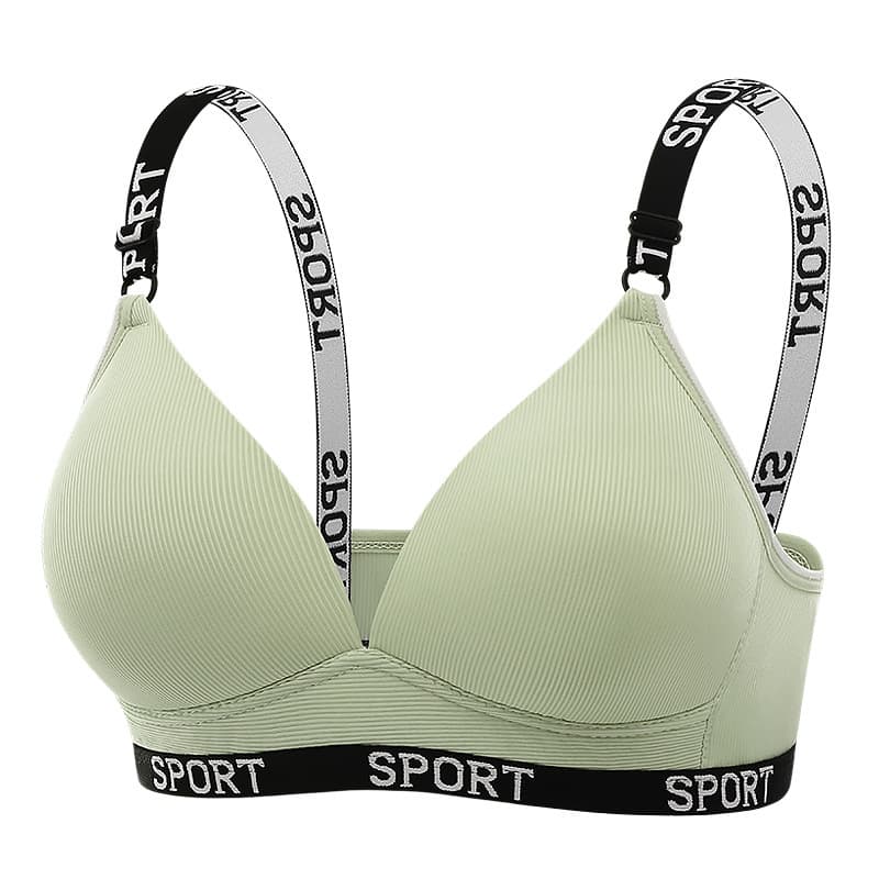 Women's Thin Wire-Free Comfortable Push-Up Bra with Letter Straps for Cross-Border Export