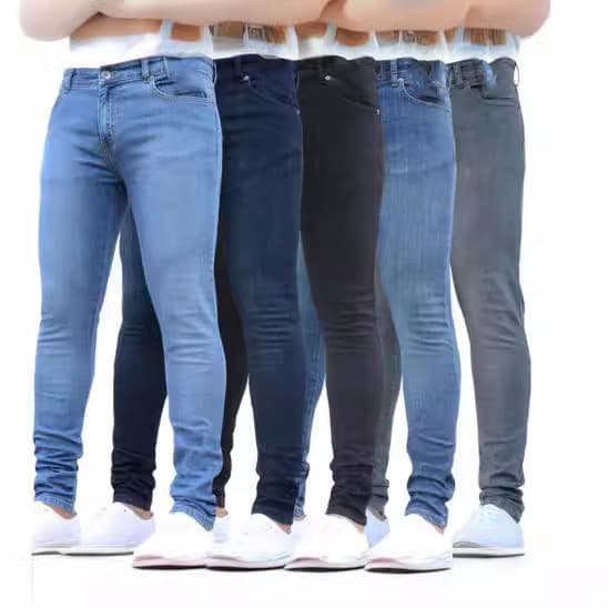 2022 High-quality European station cross-border exclusive supply of European and American men's tights, fashionable and popular solid color denim foot pants