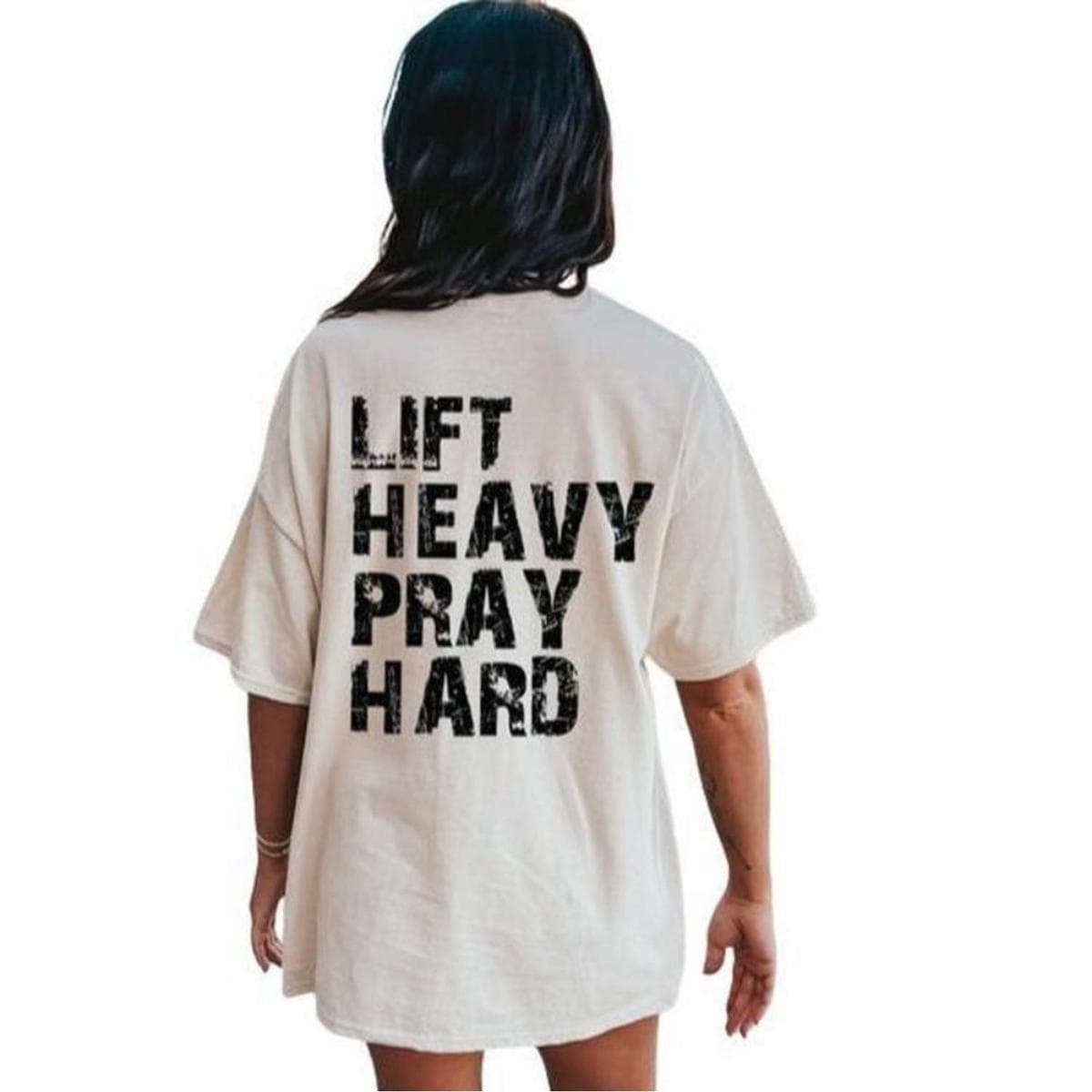 Lift Heavy Pray Hard Christian Gym Tee For Women Trendy Work