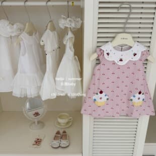 【Le'en Baby】Pink Cherry! 2026 Girls' Summer Sweet Cherry Cake Vest Dress Baby Dress