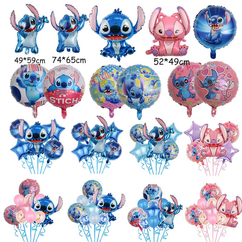 Stitch Balloon, Aluminum Foil Balloon, Cross-Border Cartoon Balloon, Children's Birthday Party Decoration, Round Balloon