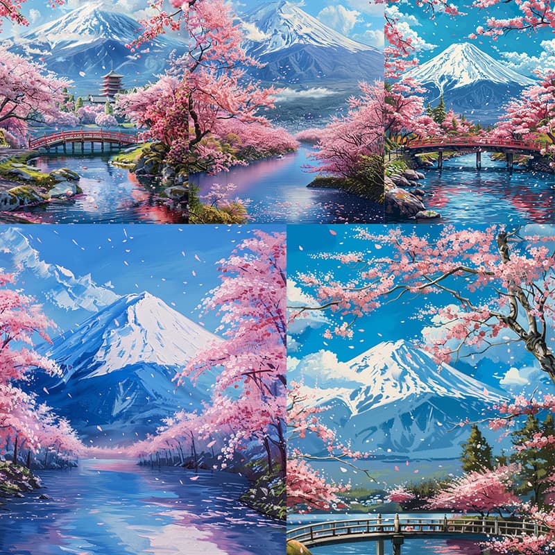 Foreign Trade Diamond Painting Cherry Blossom Lakeside Scenery DIY Diamond Full Diamond Living Room Office Decoration Painting Amazon Popular