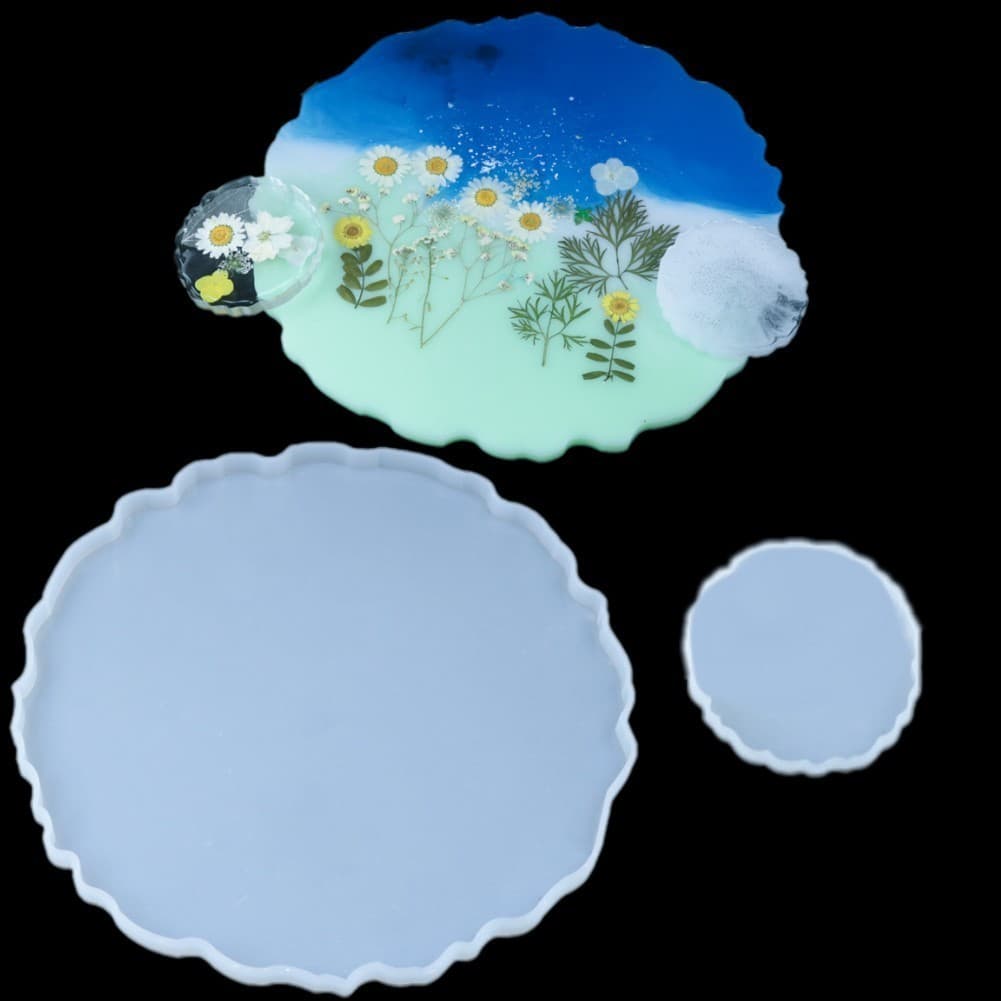 diy tray crystal glue mold coaster mirror handmade large round wave tray handmade silicone table