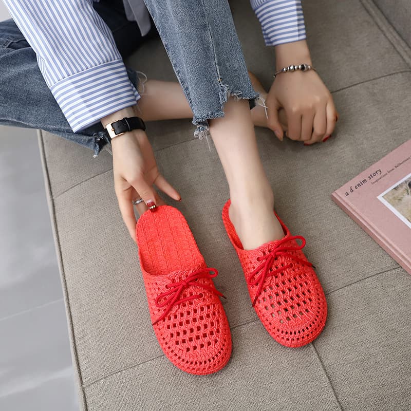 Women's Summer Slippers 2025 New Home Anti-Slip Middle-Aged Closed-Toe Half Slippers Clog Sandals