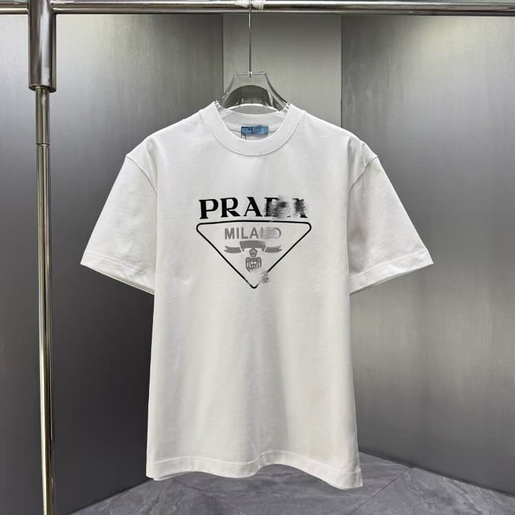 Authentic P-House Collar Triangle Logo Men's Casual T-Shirt, Men's and Women's Pure Cotton Short Sleeve T-Shirt, Trendy High-End Feel
