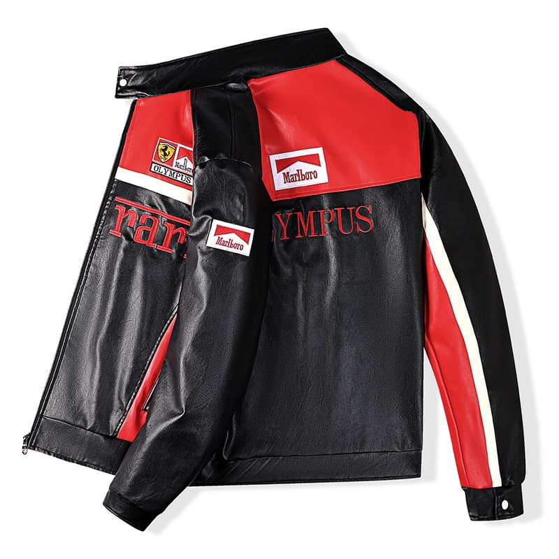 Motorcycle Leather Racing Suit, Motorcycle Riding Suit, Anti-Fall, Warm, Waterproof Rider Gear, Men's Slim-Fit Jacket