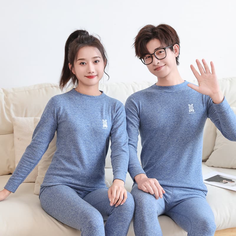 Teenagers' warm autumn clothes and long trousers, thickened underwear, medium and large children's home clothes set, children's long-sleeved pajamas for boys and girls