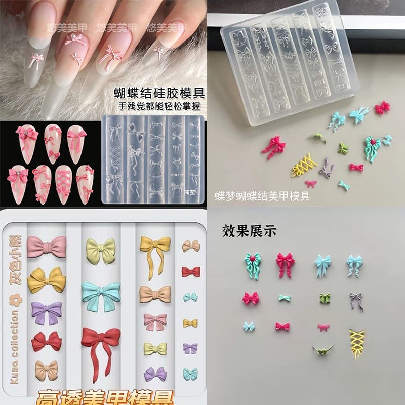 Sweetheart Girl Bowknot Silicone Nail Art Mold Nail Polish Gel Resin Mold Handmade DIY Nail Decoration Tools