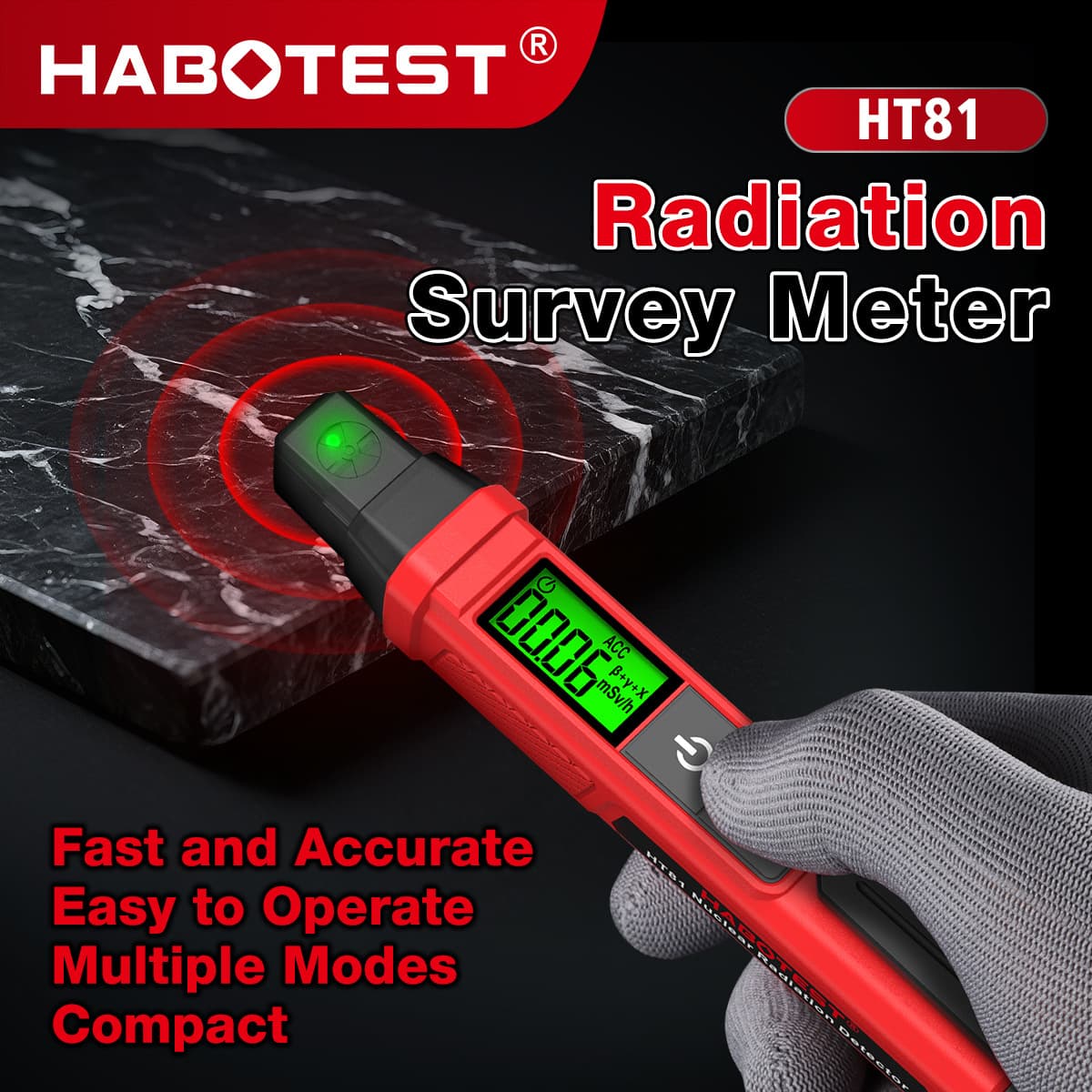 HABOTEST Factory Store HT81 Nuclear Radiation Detection Pen, Nuclear Pollution Meter, Professional Radioactive Material Detector